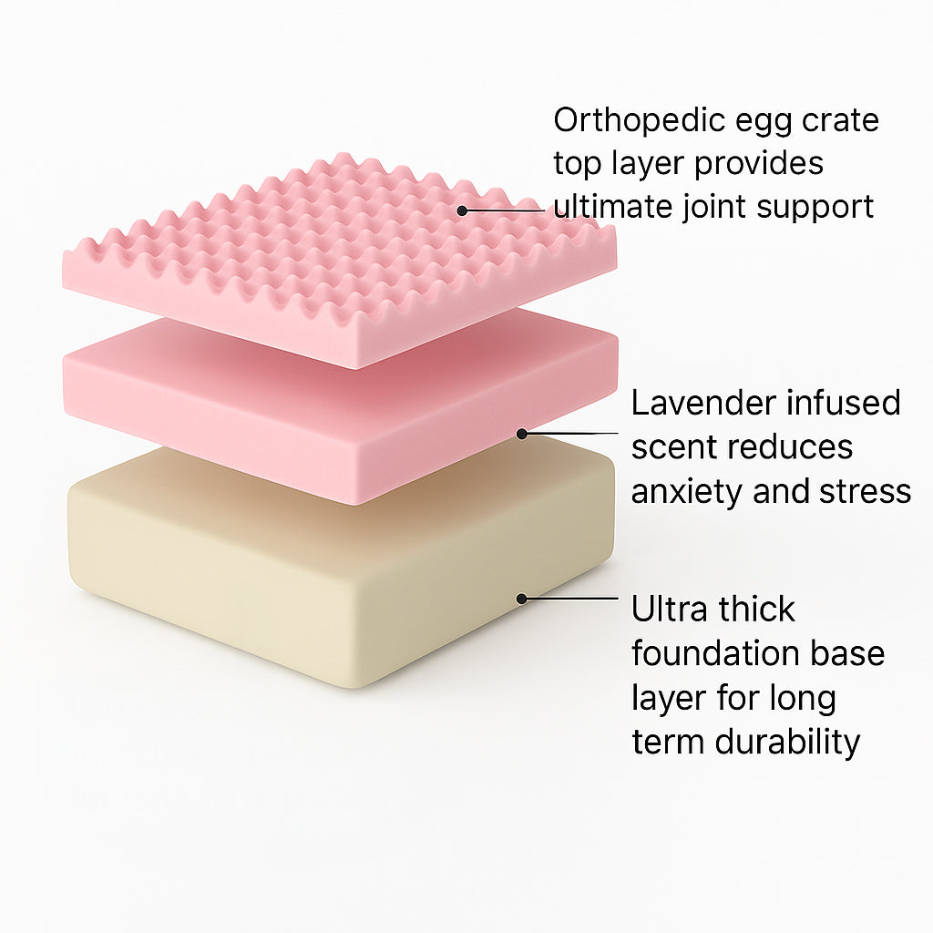 Premium Orthopedic Memory Foam Dog Bed - Pink (Medium)