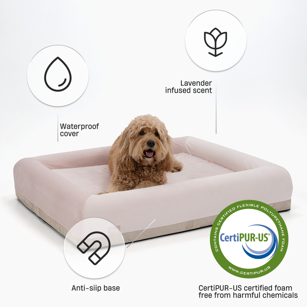 Premium Orthopedic Memory Foam Dog Bed - Pink (Medium)
