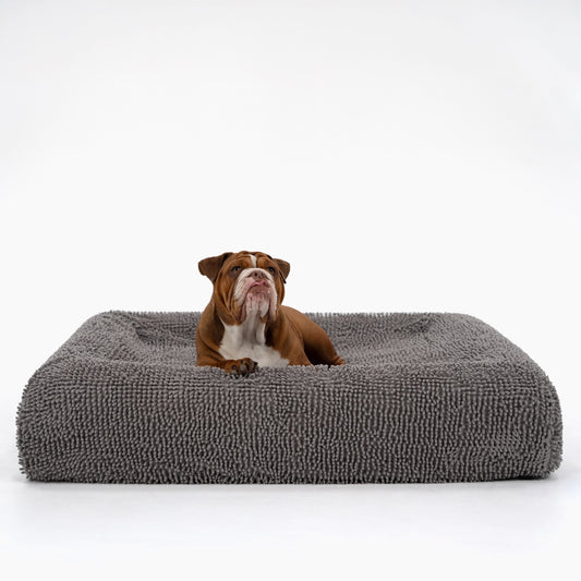 Premium Orthopedic Memory Foam Dog Bed - Plush Grey (Small)